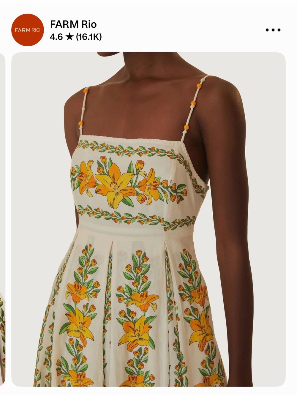 Farm Rio White Maxi Dress with Yellow Floral Print - Picture 4 of 5